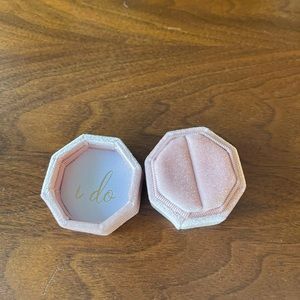 Pink velvet “I do” ring box